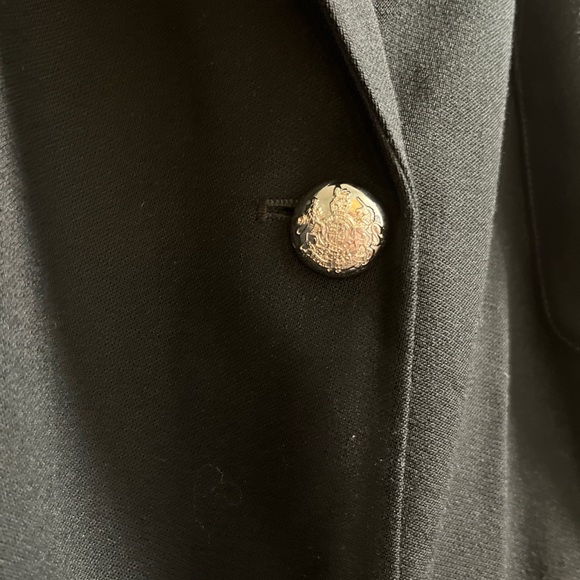 Lauren Ralph Lauren Crested Long Blazer Women 18W Black Wool US Made 3 Buttons - Picture 3 of 7